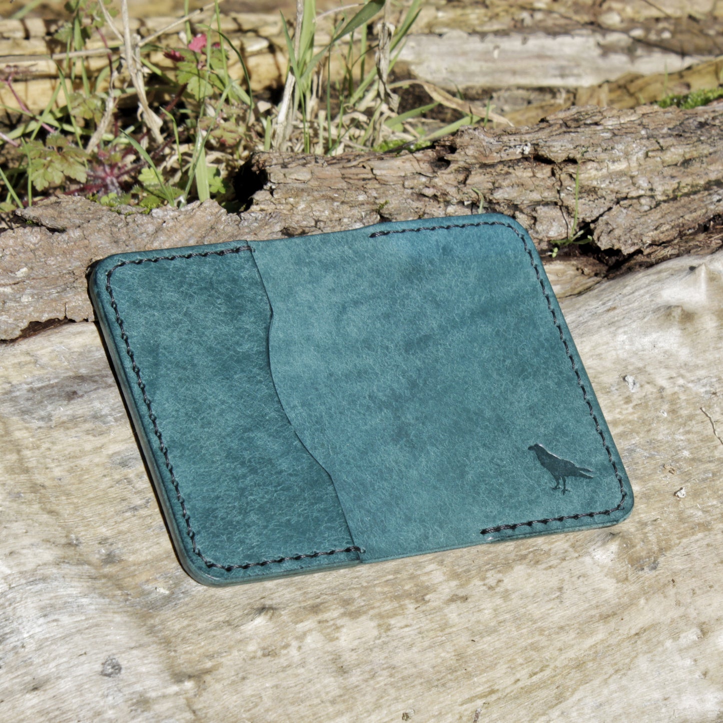 "Baron" - Leather Bi-fold Card Holder (Blue)