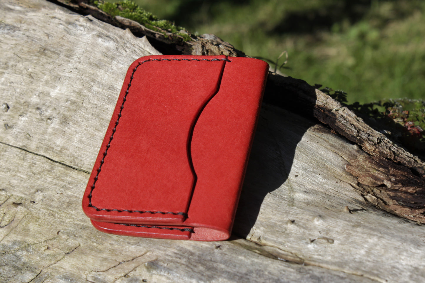 "Baron" - Leather Bi-fold Card Holder (Red)