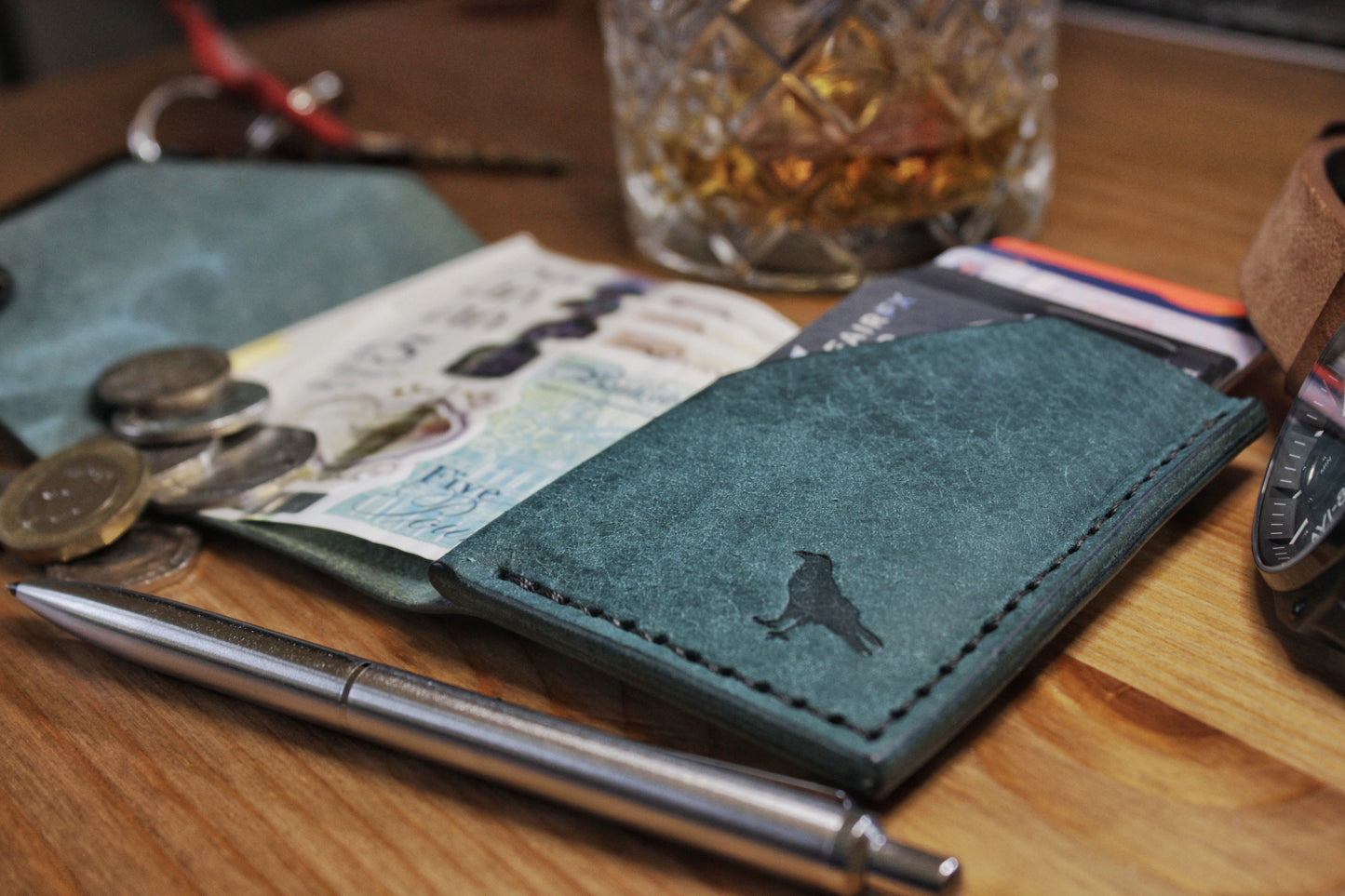 Shroud - Minimalist Leather EDC Wallet - Ortensia Blue