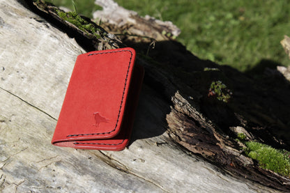 The Baron - Leather Bi-fold Card Holder (Red)