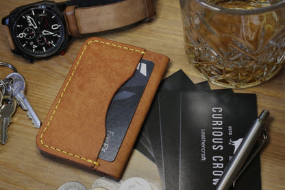 The Baron - Leather Bi-fold Card Holder (Orange)