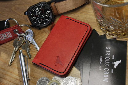 The Baron - Leather Bi-fold Card Holder (Red)