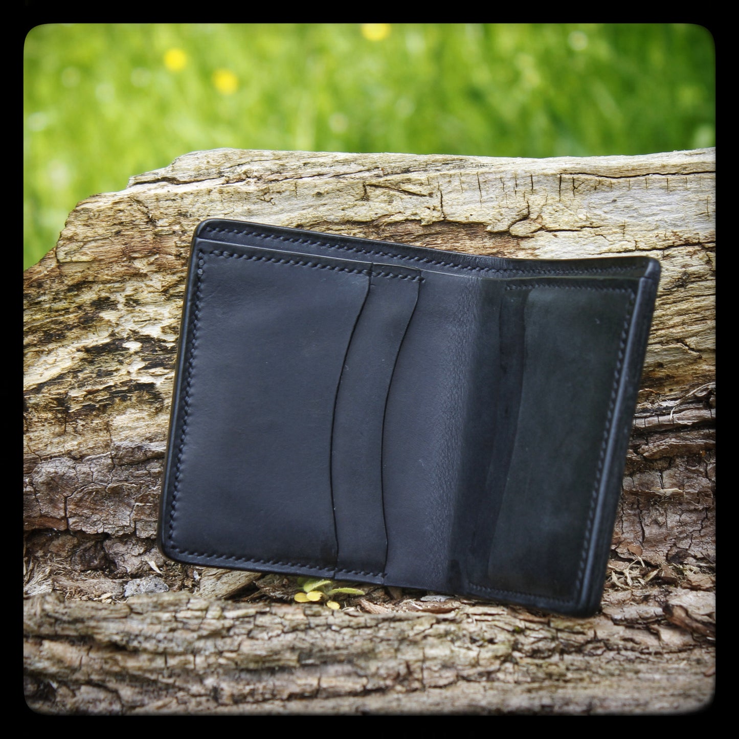 The Baddock Black - Handmade Real Leather Bi Fold Wallet