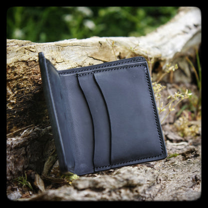 The Baddock Black - Handmade Real Leather Bi Fold Wallet