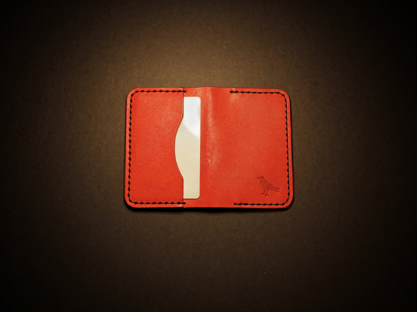 "Baron" - Leather Bi-fold Card Holder (Red)