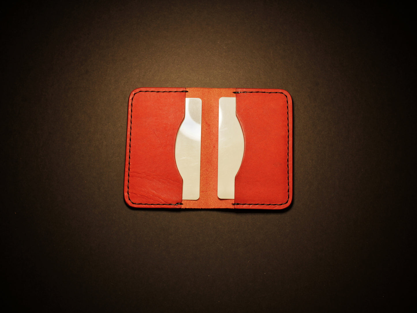 "Baron" - Leather Bi-fold Card Holder (Red)