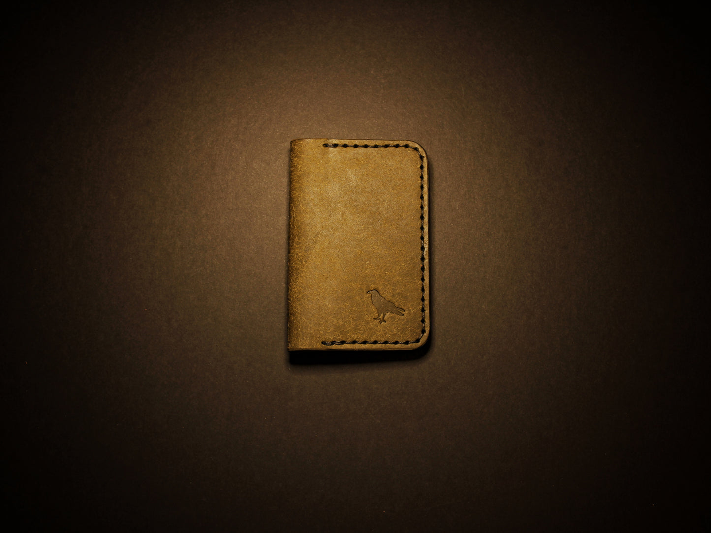 "Baron" - Leather Bi-fold Card Holder (Oliva Green)