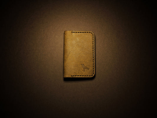 "Baron" - Leather Bi-fold Card Holder (Oliva Green)
