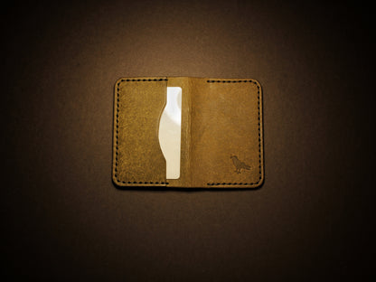 "Baron" - Leather Bi-fold Card Holder (Oliva Green)