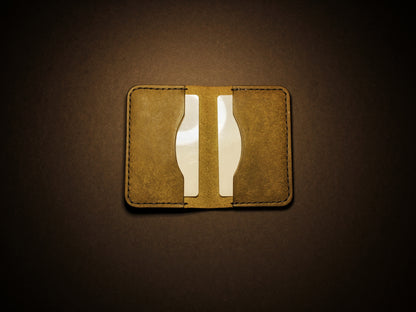 "Baron" - Leather Bi-fold Card Holder (Oliva Green)