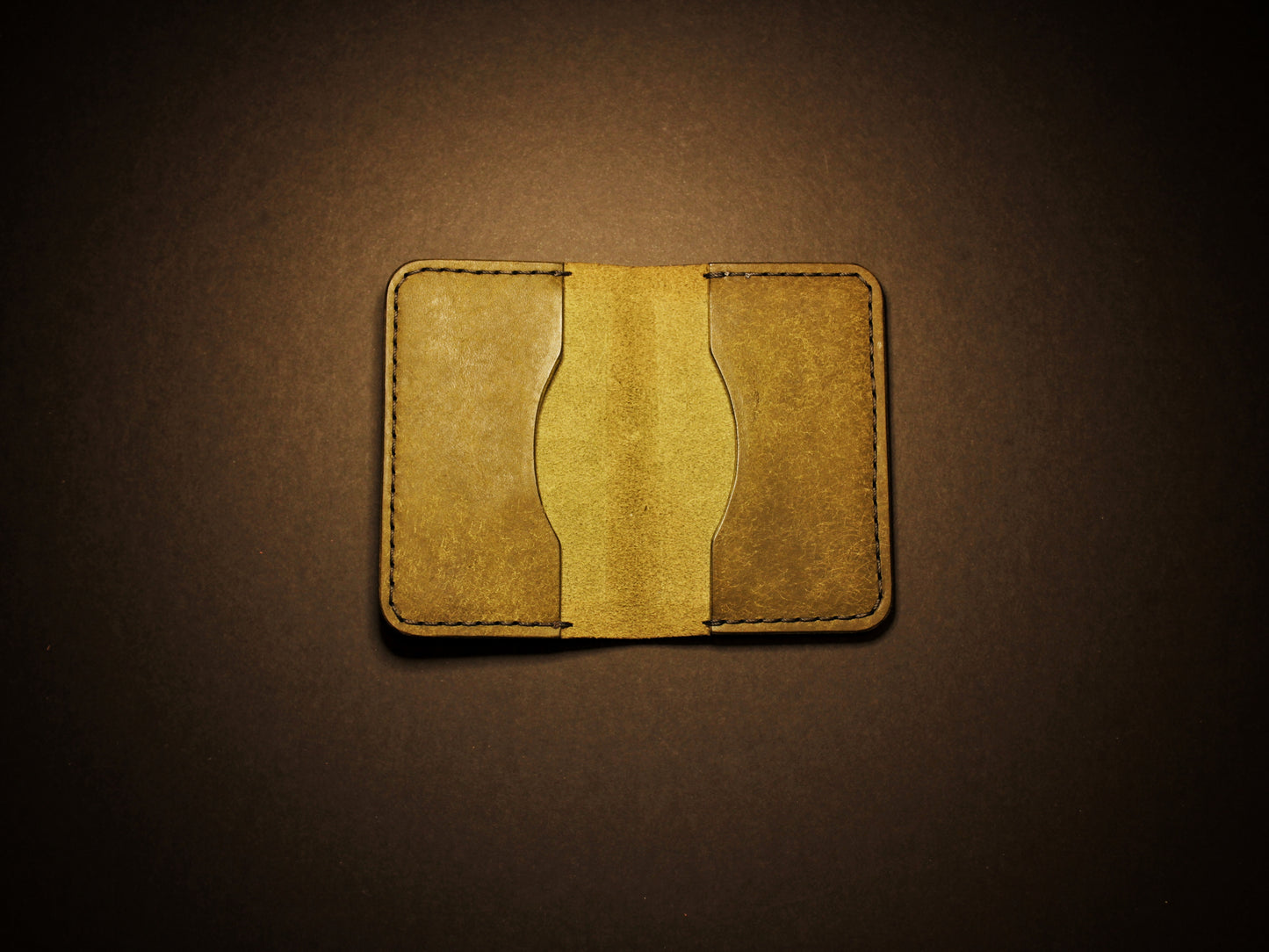 "Baron" - Leather Bi-fold Card Holder (Oliva Green)