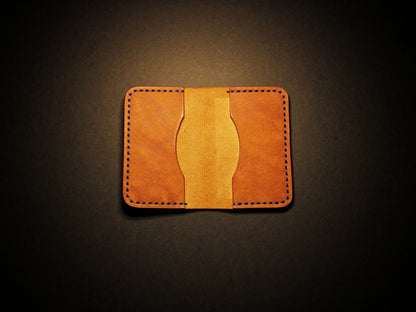 "Baron" - Leather Bi-fold Card Holder (Orange & Blue Stitching)