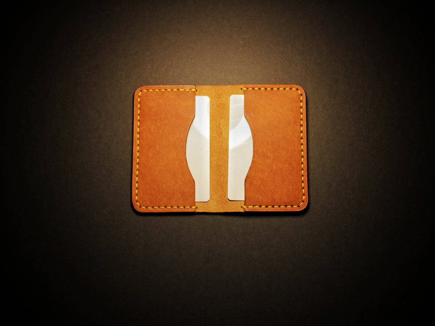 "Baron" - Leather Bi-fold Card Holder (Orange)