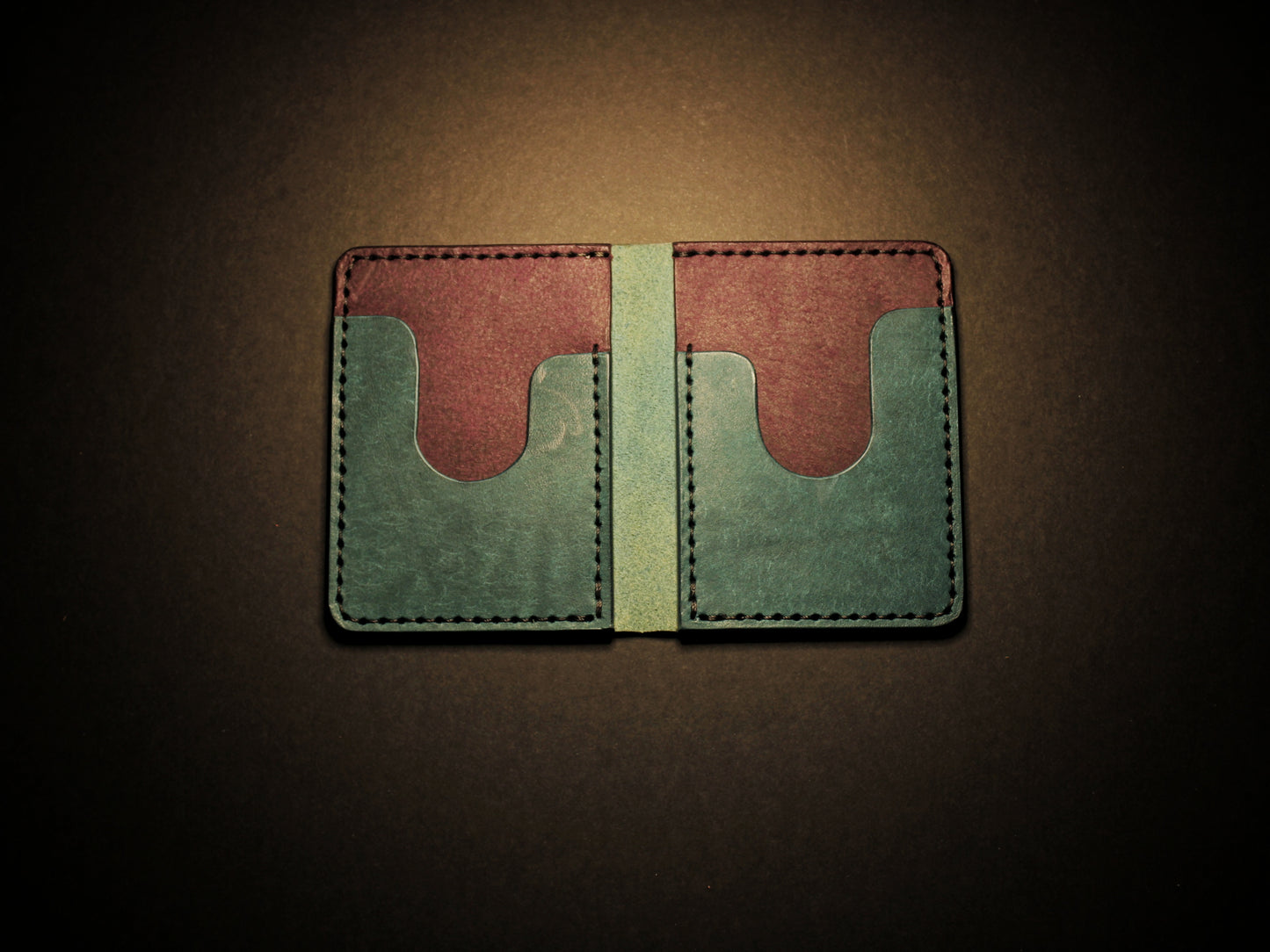 "Swarm" Leather Bifold Wallet - Blue & Purple