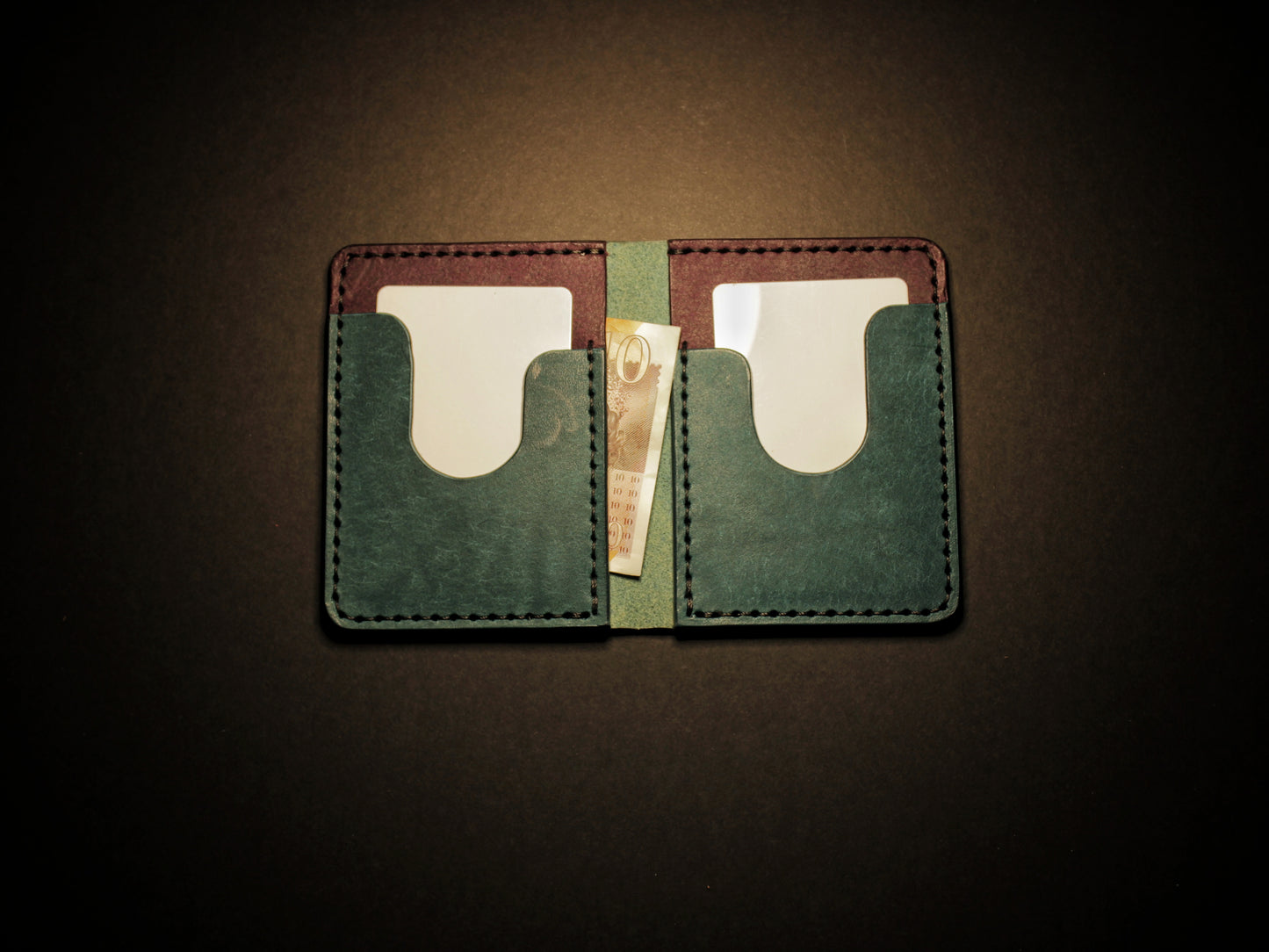 "Swarm" Leather Bifold Wallet - Blue & Purple