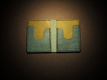 "Swarm" Leather Bifold Wallet - Blue & Green