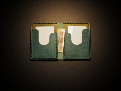 "Swarm" Leather Bifold Wallet - Blue & Green