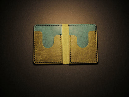 "Swarm" Leather Bifold Wallet - Green & Blue