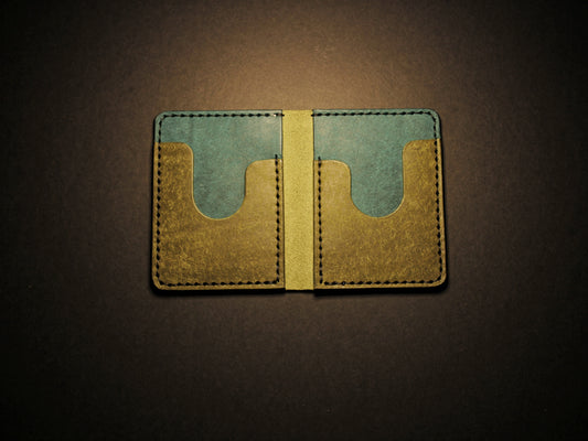 "Swarm" Leather Bifold Wallet - Green & Blue