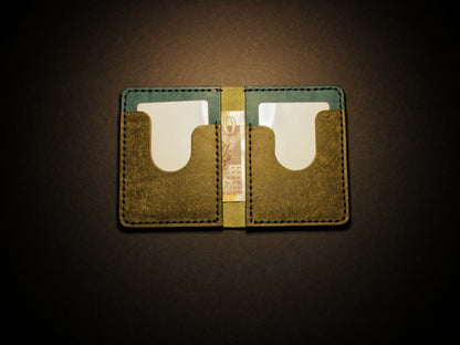 "Swarm" Leather Bifold Wallet - Green & Blue