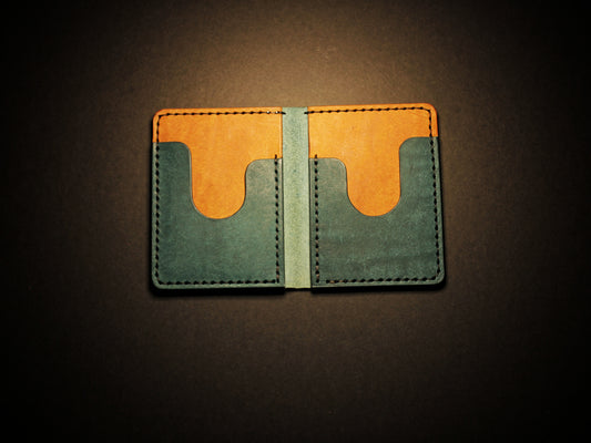 "Swarm" Leather Bifold Wallet - Blue & Orange