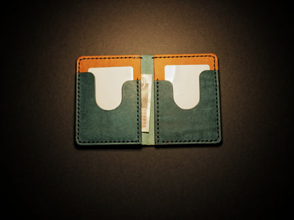 "Swarm" Leather Bifold Wallet - Blue & Orange