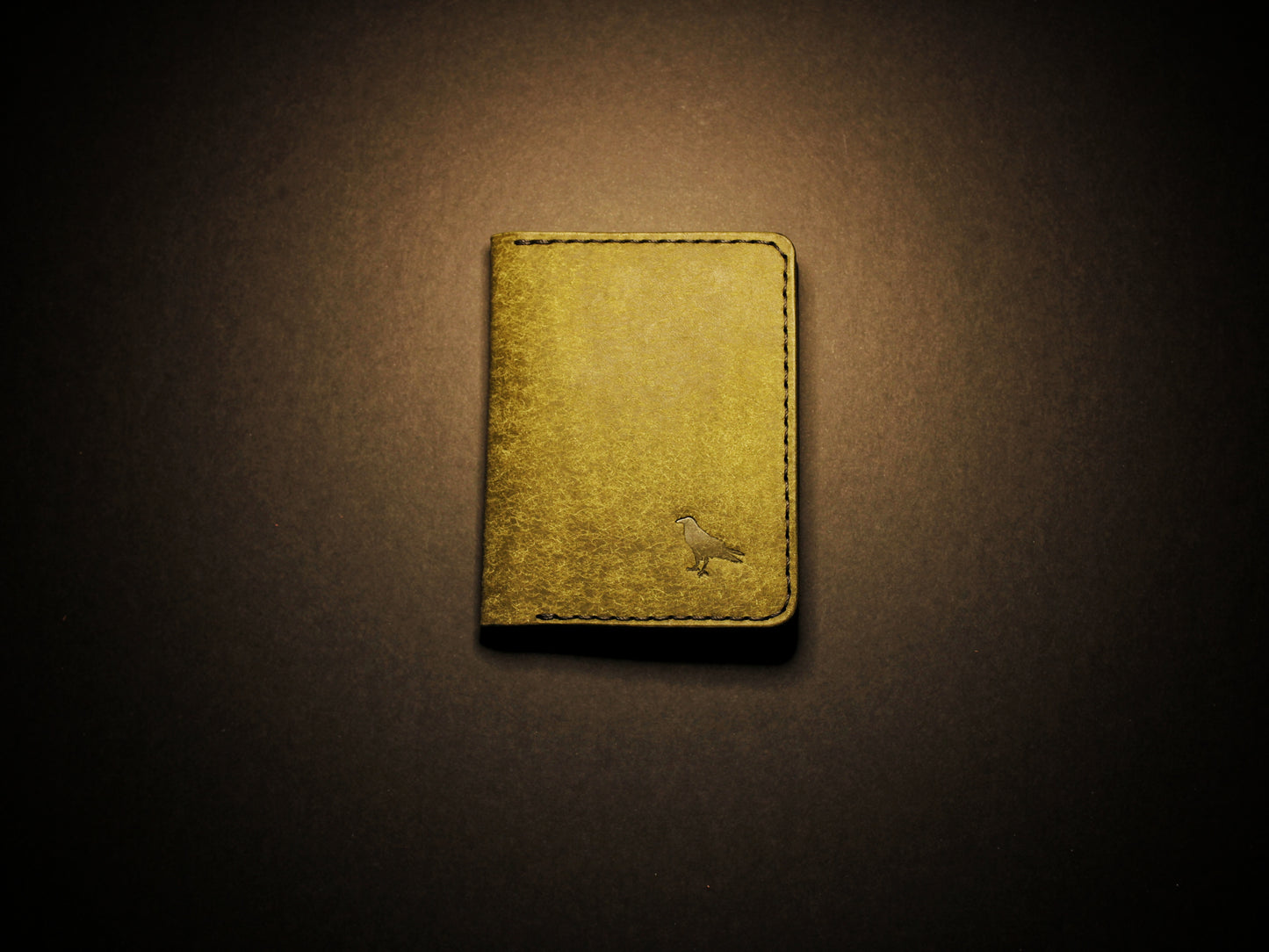 "Swarm" Leather Bifold Wallet - Green & Purple