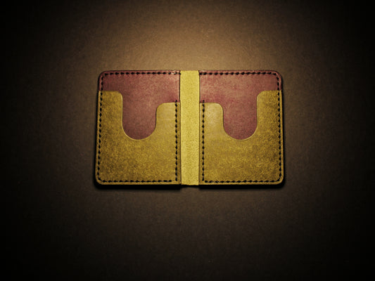 "Swarm" Leather Bifold Wallet - Green & Purple