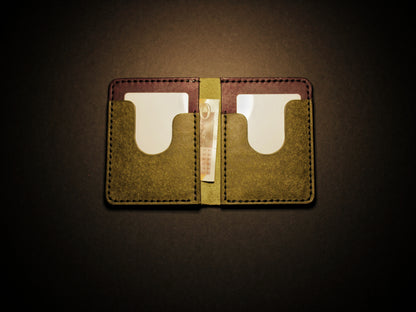 "Swarm" Leather Bifold Wallet - Green & Purple