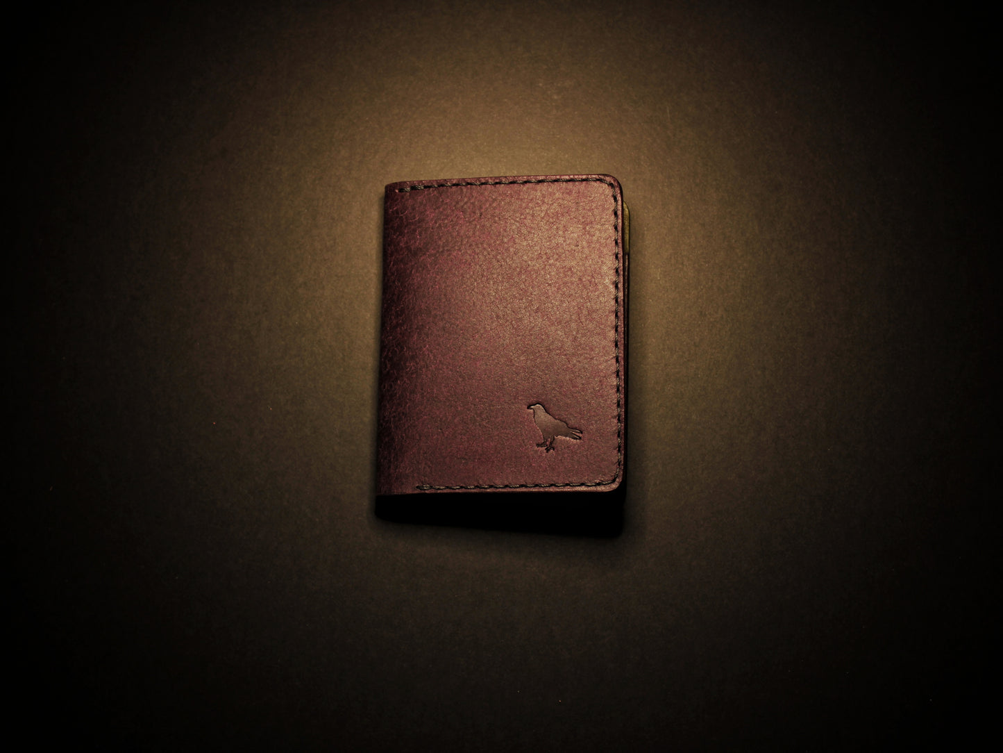 "Swarm" Leather Bifold Wallet - Purple & Green