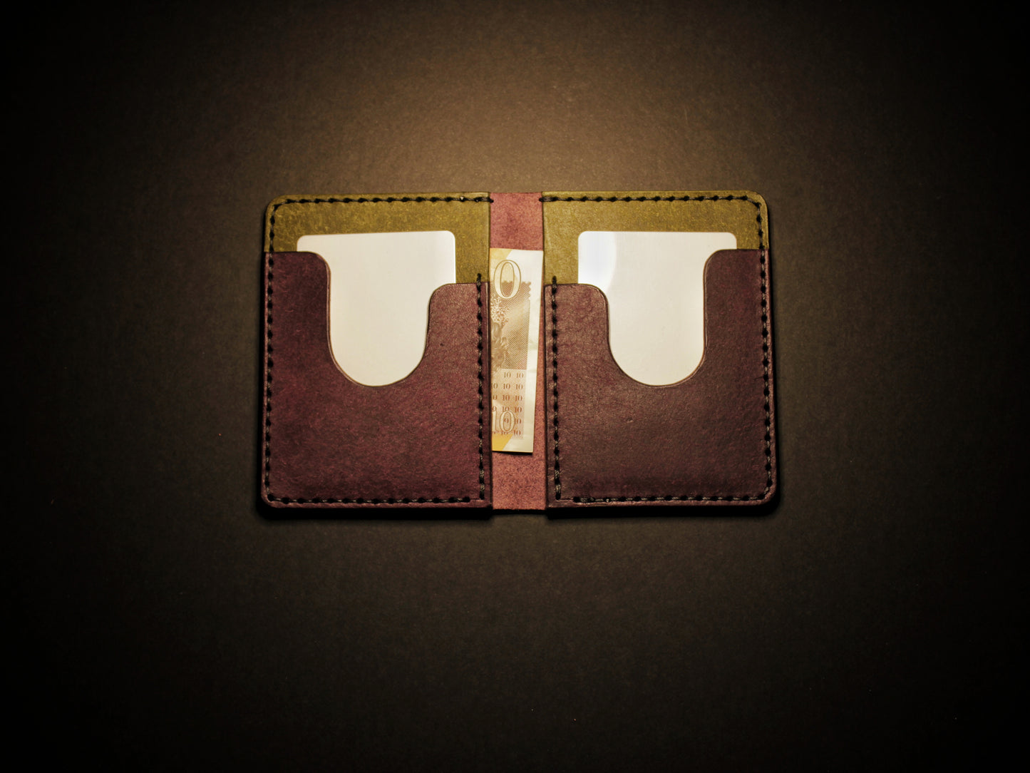 "Swarm" Leather Bifold Wallet - Purple & Green