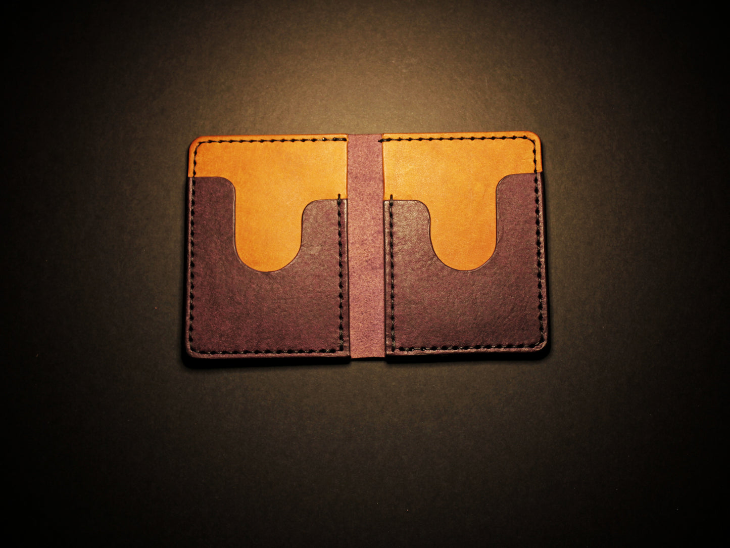 "Swarm" Leather Bifold Wallet - Purple & Orange