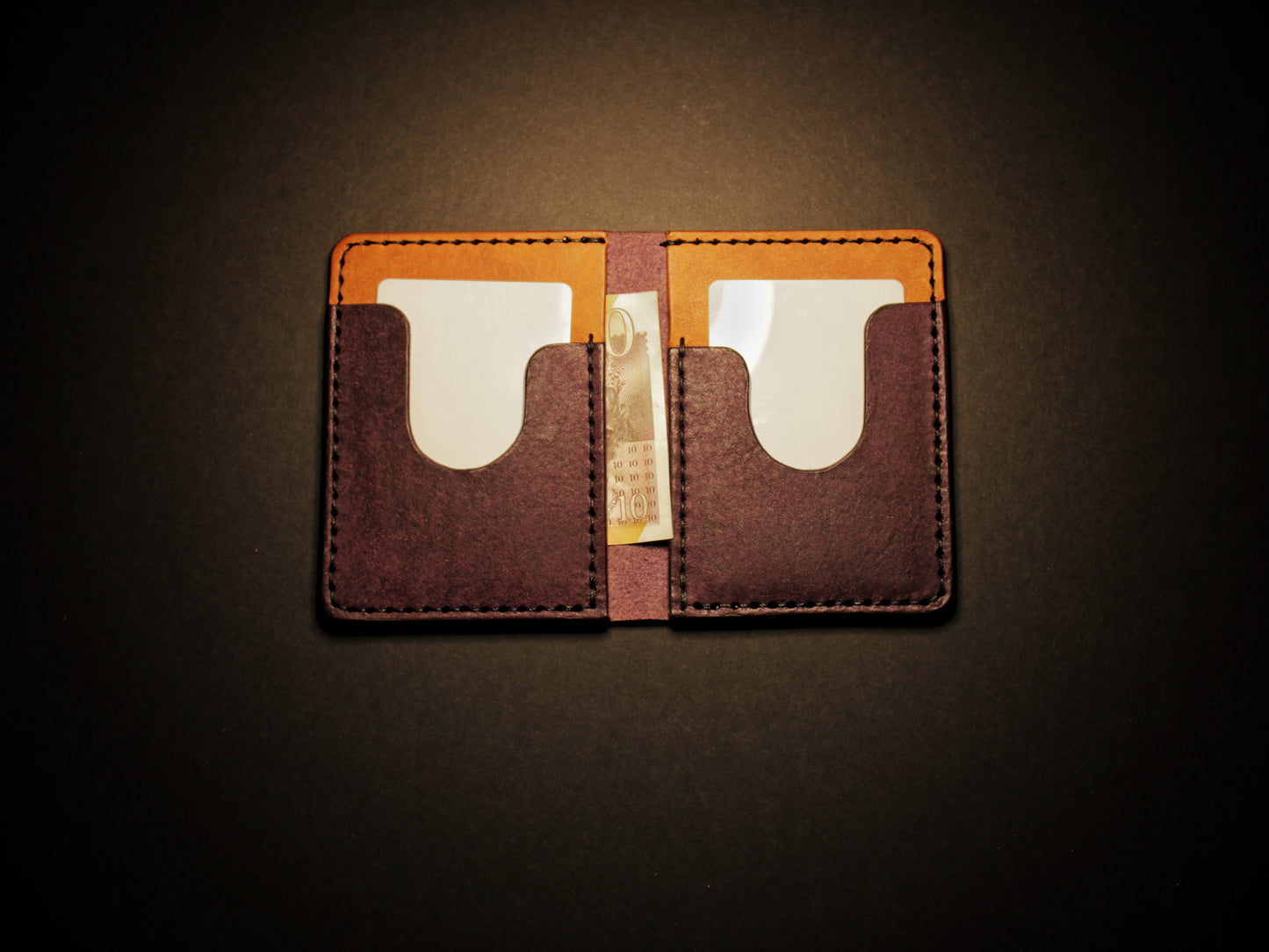 "Swarm" Leather Bifold Wallet - Purple & Orange