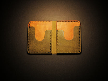 "Swarm" Leather Bifold Wallet - Green & Orange