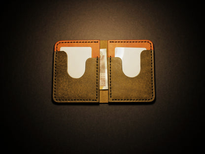 "Swarm" Leather Bifold Wallet - Green & Orange