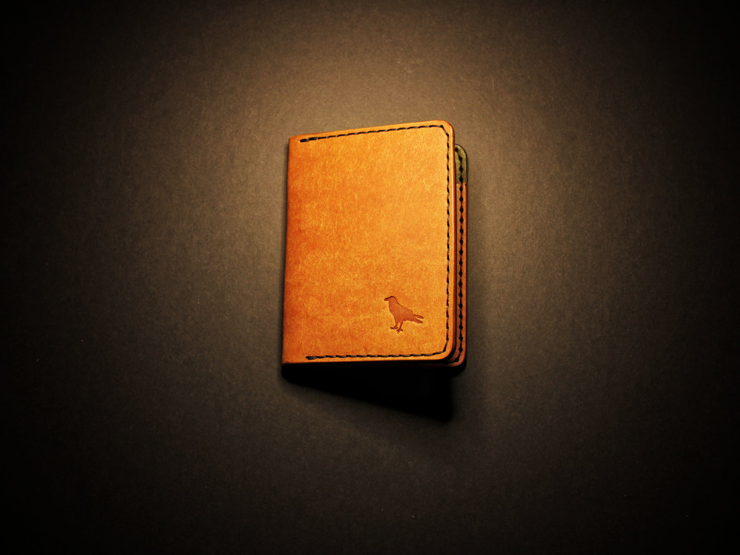 "Swarm" Leather Bifold Wallet - Orange & Green