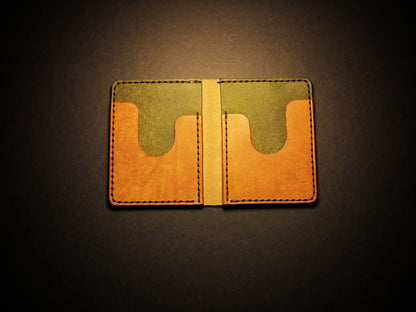 "Swarm" Leather Bifold Wallet - Orange & Green