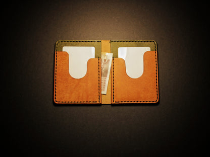 "Swarm" Leather Bifold Wallet - Orange & Green