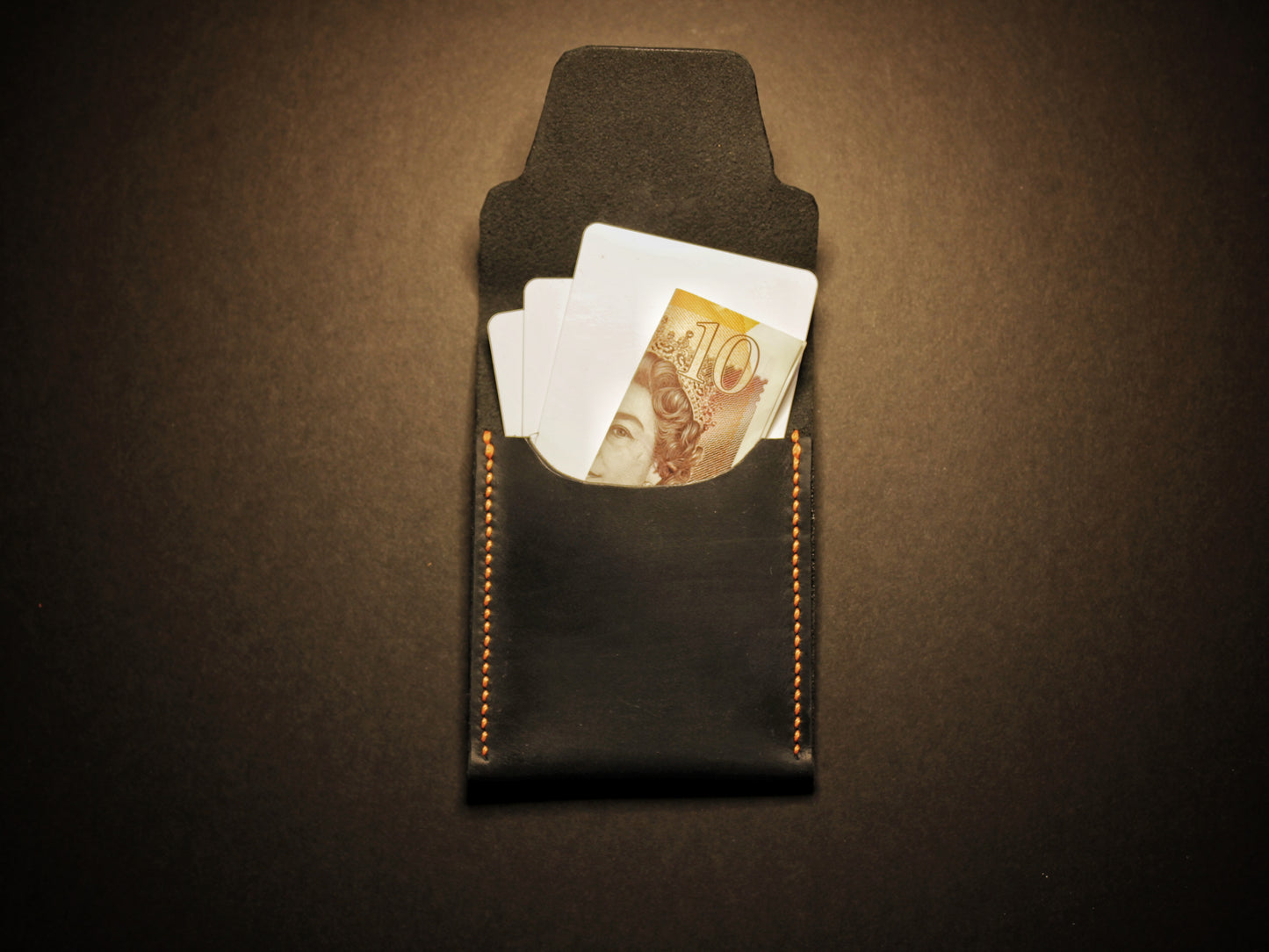 Black Pup (Orange Stitch) - Minimalist EDC Wallet