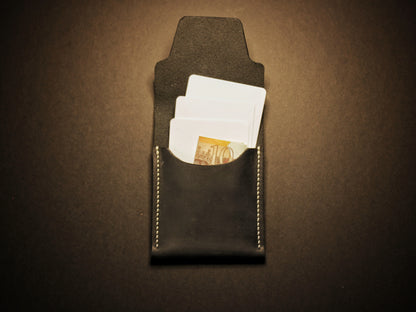 Black Pup (White Stitch) - Minimalist EDC Wallet