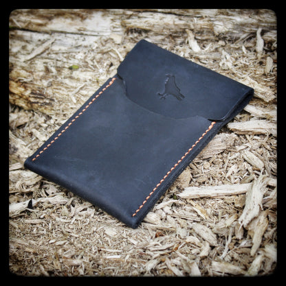 The Pup Onyx (Orange Stitch) - Handmade Minimalist EDC Wallet