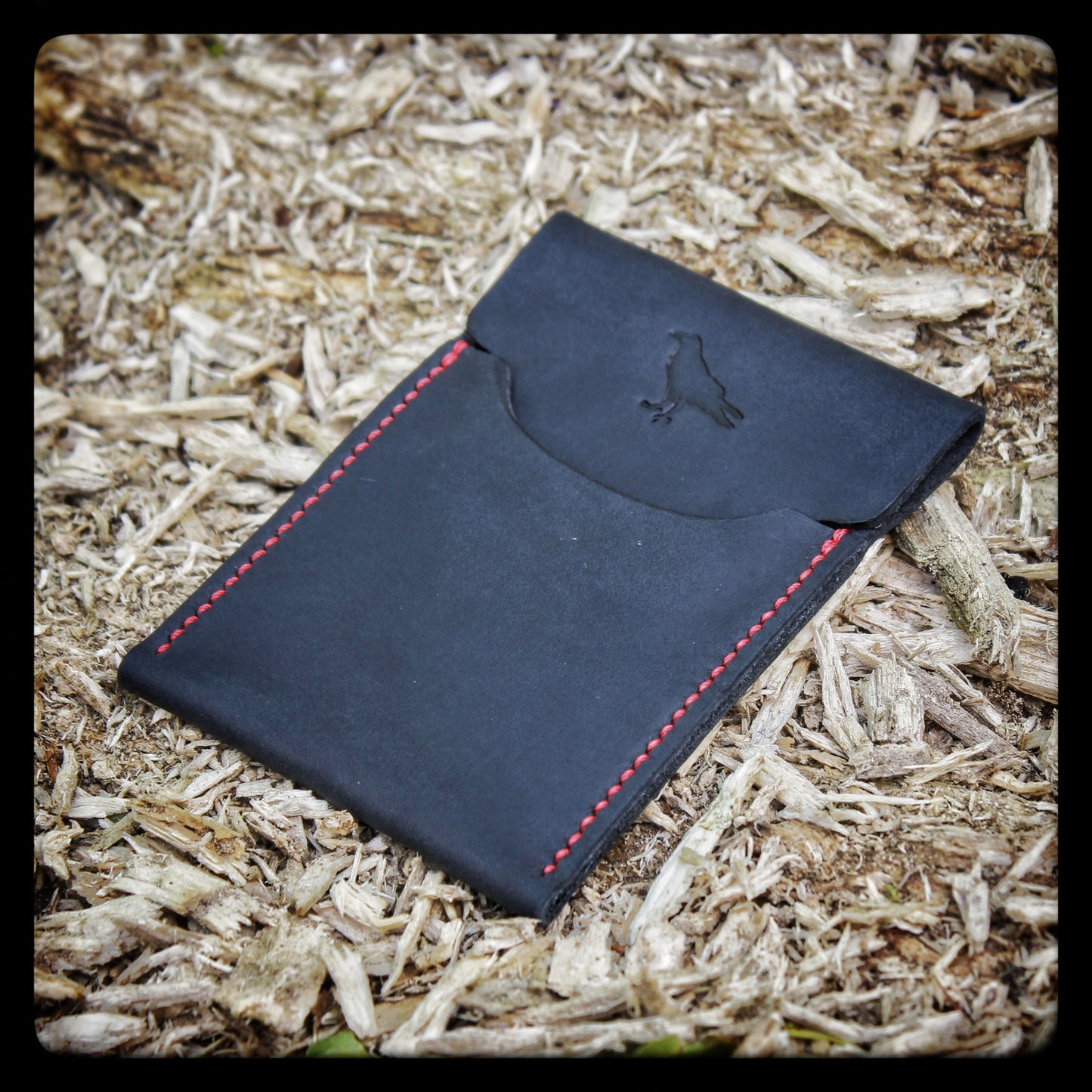 The Pup Onyx (Red Stitch) - Handmade Minimalist EDC Wallet
