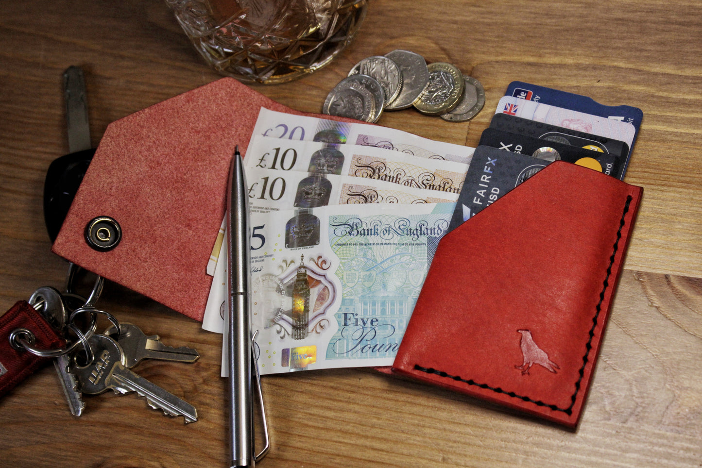 The Shroud - Minimalist Leather EDC Wallet - Papavero Red
