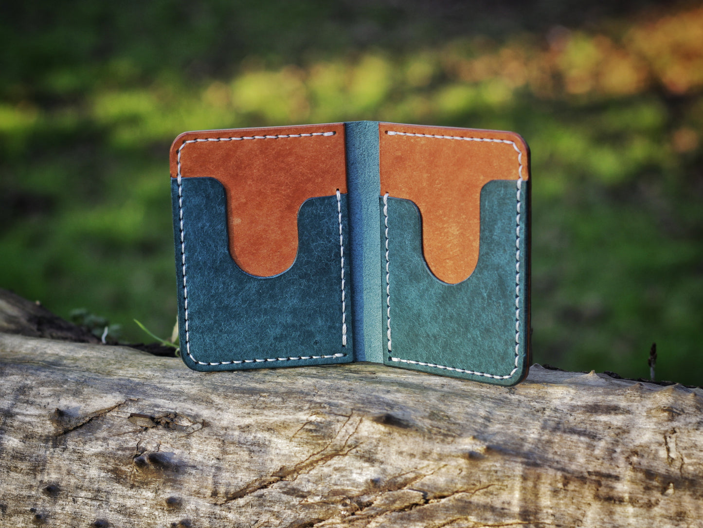 Swarm - Leather Bifold Wallet - Blue & Orange