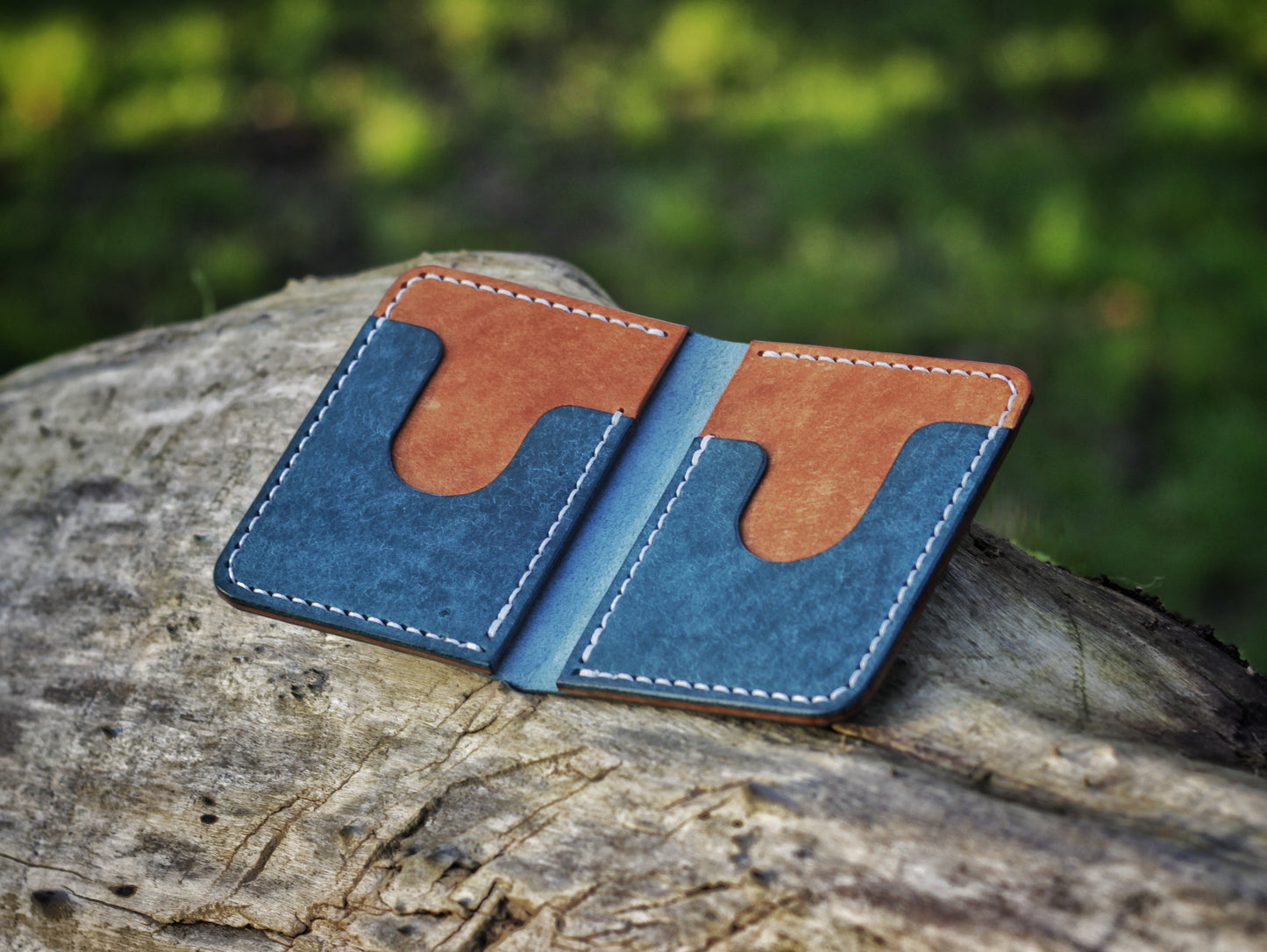 Swarm - Leather Bifold Wallet - Blue & Orange
