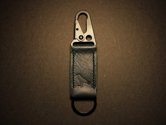 Tactical EDC Leather Keyring - BLUE waxed